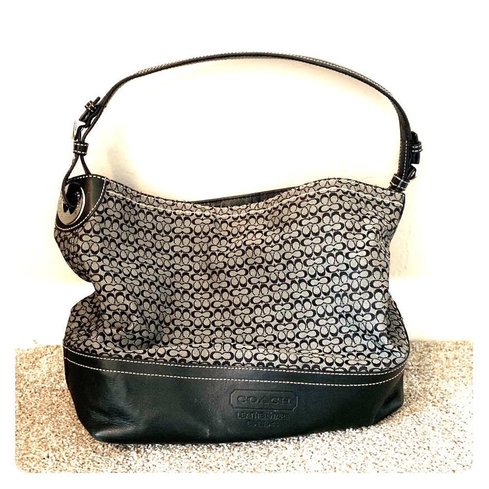Black and grey Coach purse